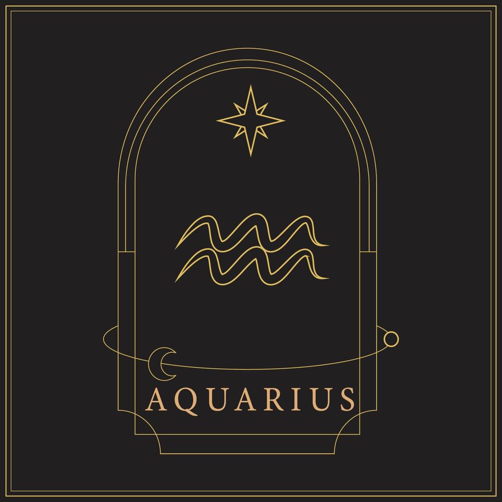 Gold Aquarius Zodiac sign vector