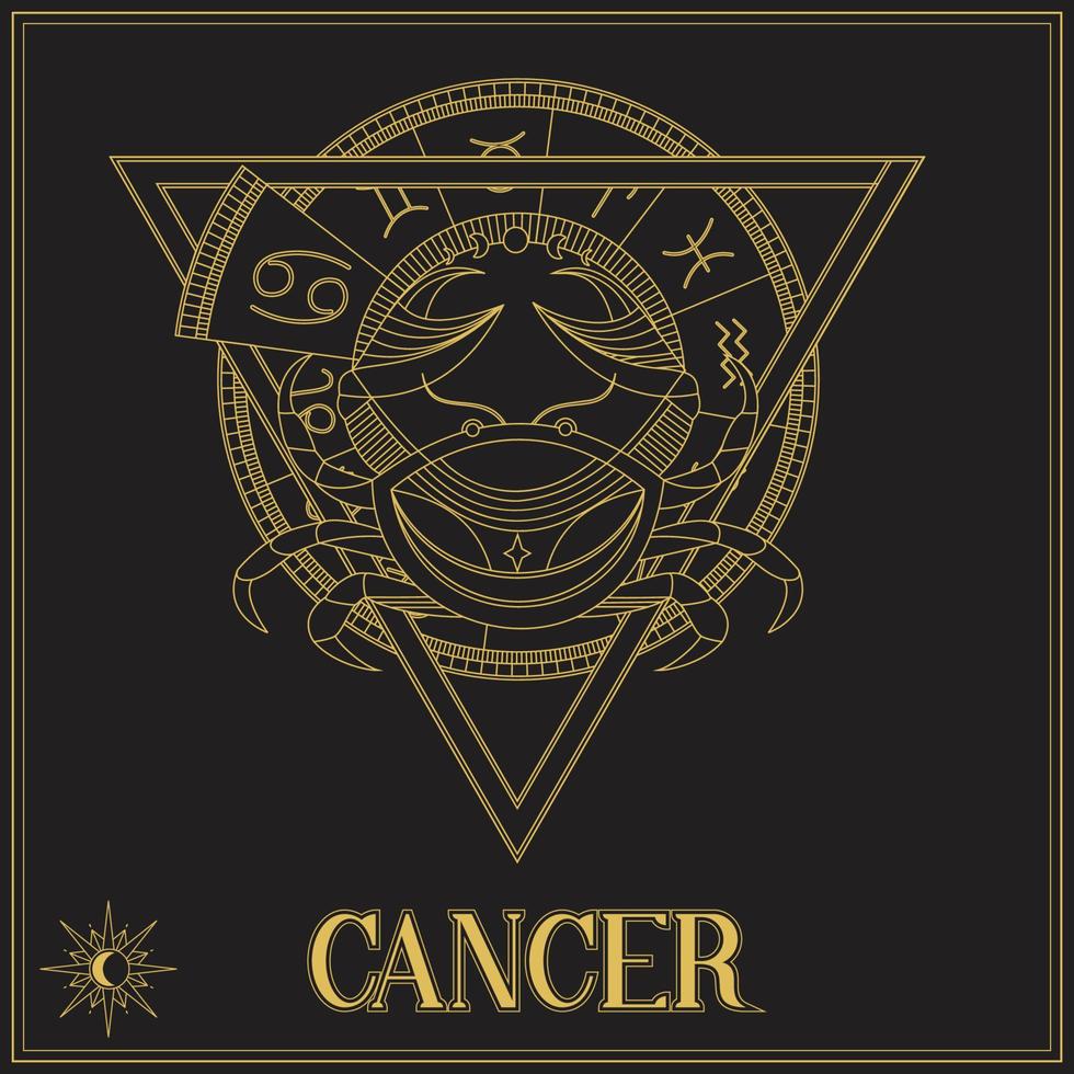 Gold Cancer Zodiac sign vector