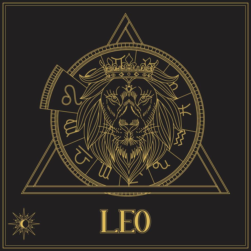 signo del zodiaco leo dorado vector