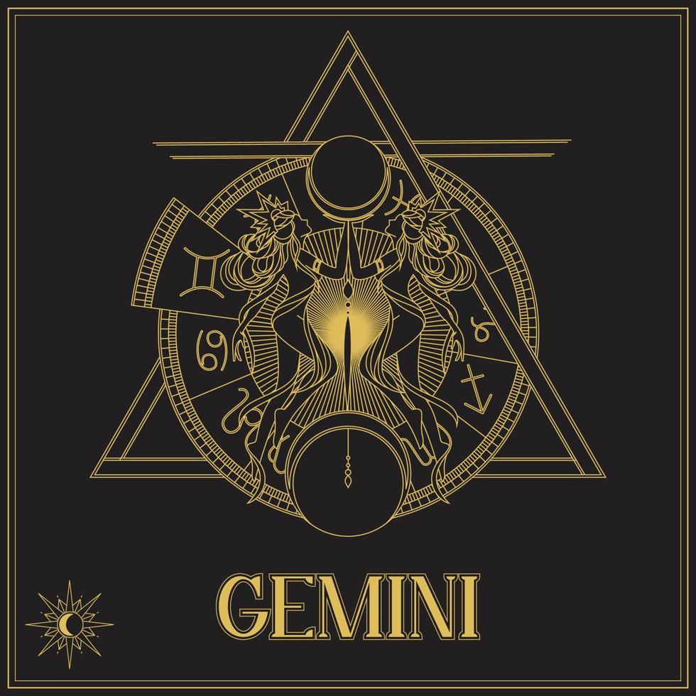 Gold Gemini Zodiac sign vector