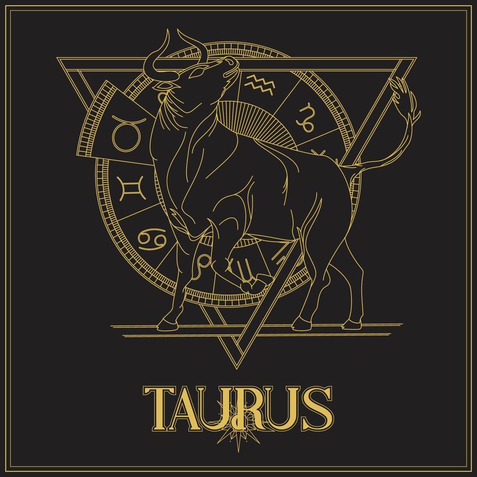 Gold Taurus Zodiac sign vector