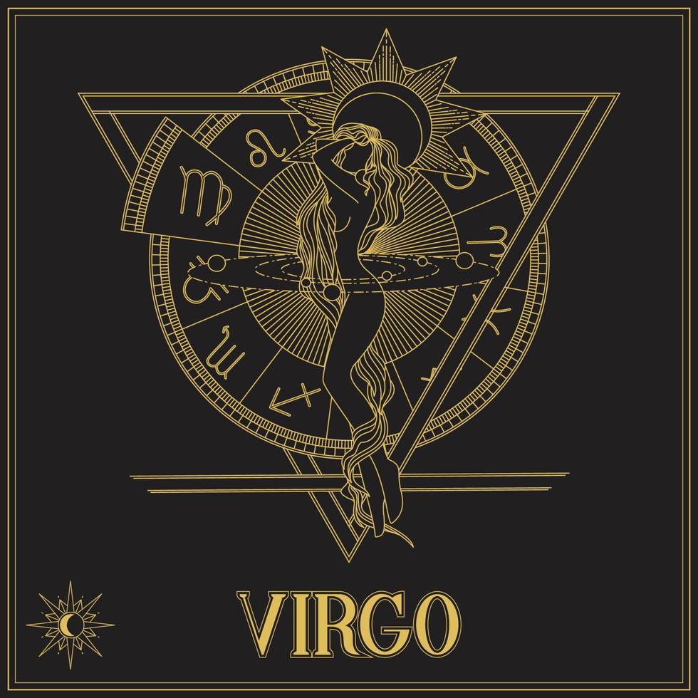 Gold Virgo Zodiac sign vector