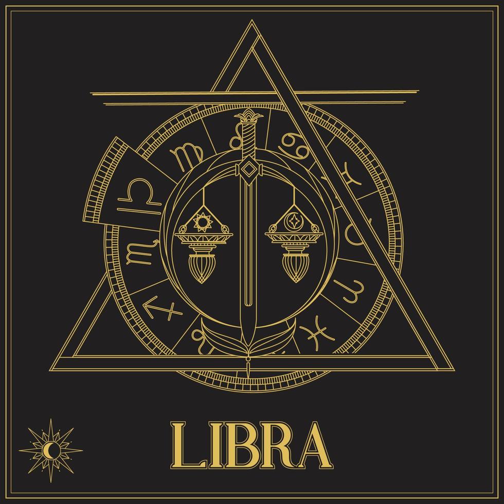 Gold Libra Zodiac sign vector