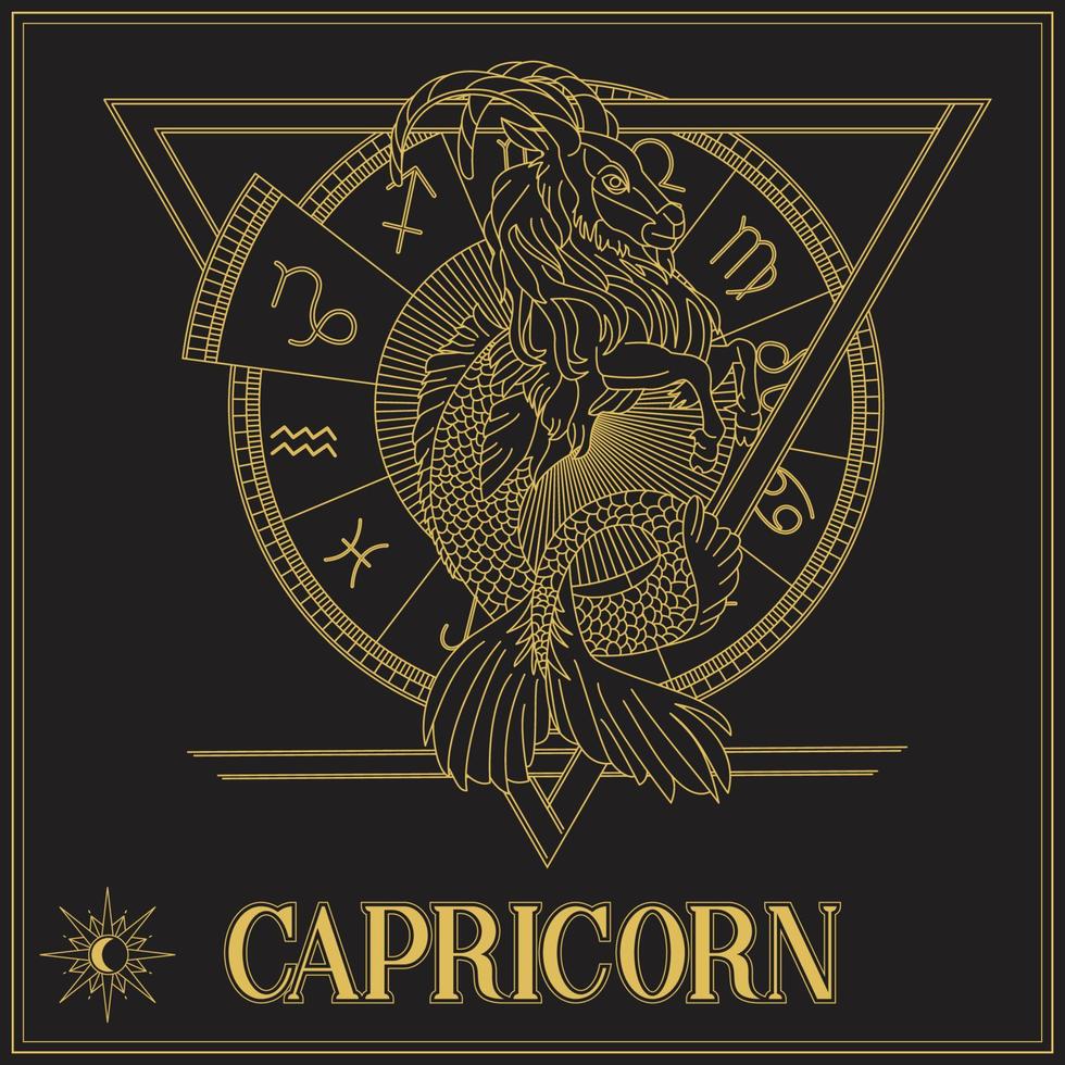 Gold Capricorn Zodiac sign vector