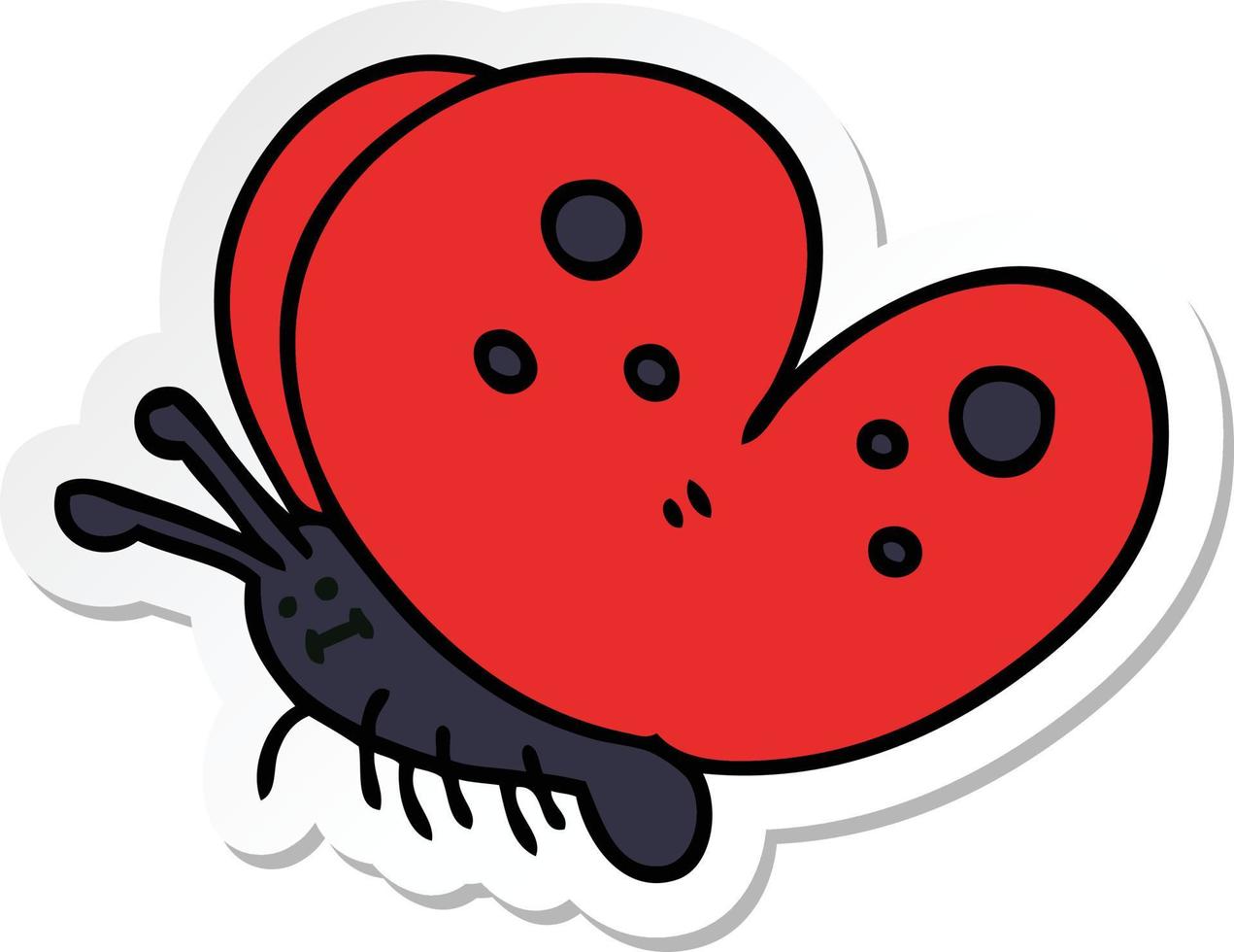 sticker of a quirky hand drawn cartoon butterfly vector