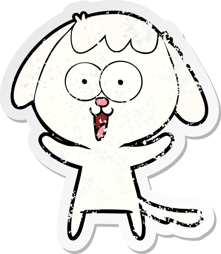 distressed sticker of a cute cartoon dog vector