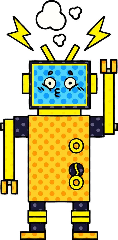 robot averiado de dibujos animados al estilo de los cómics vector