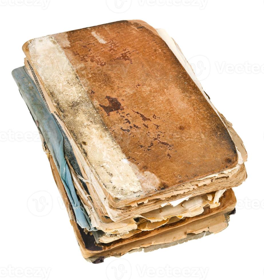 top view of stack old books photo