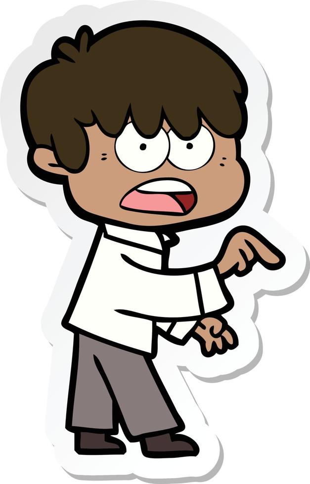 sticker of a worried cartoon boy vector