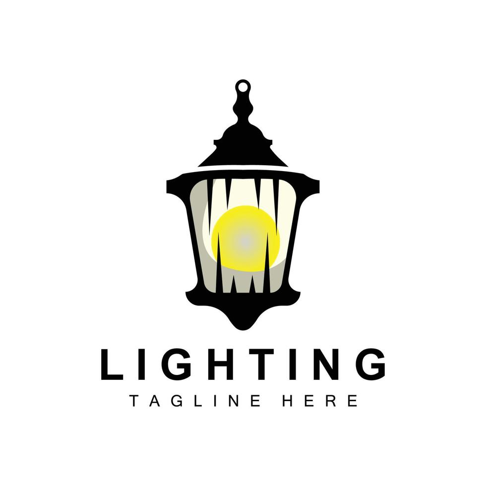 Lantern Lamp Logo Design, Life Lighting Vector, Lamp Logo Illustration, Product Brand vector