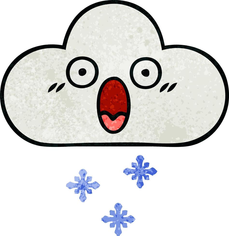 retro grunge texture cartoon snow cloud vector