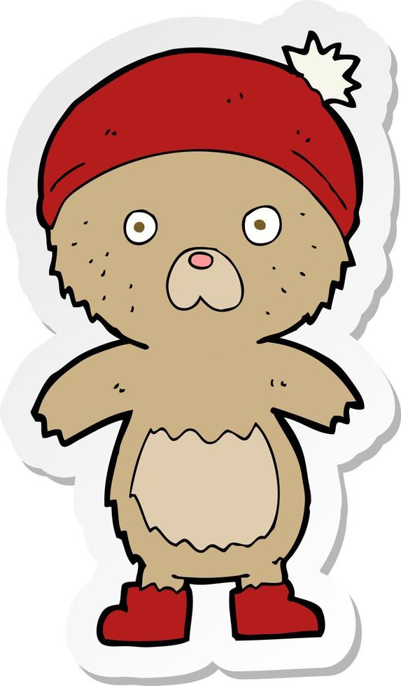 pegatina de un oso de peluche lindo de dibujos animados vector