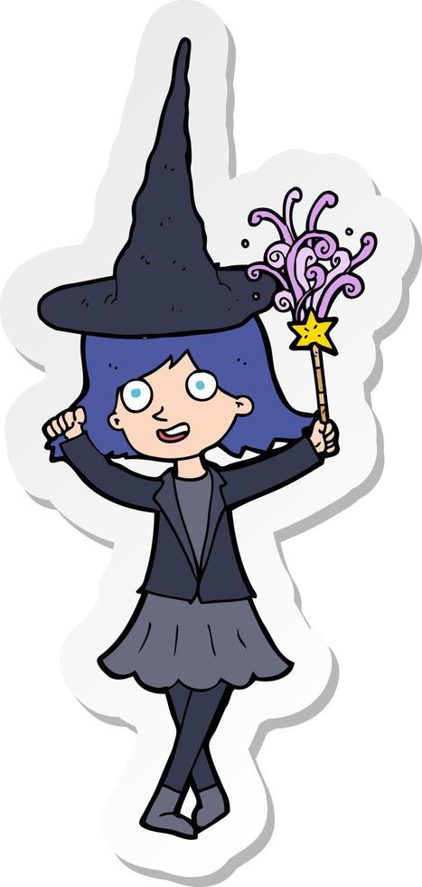 sticker of a cartoon happy witch vector