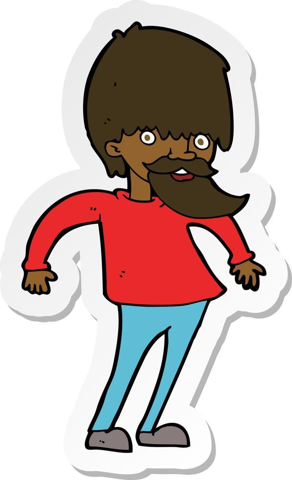 sticker of a cartoon bearded man shrugging shoulders vector