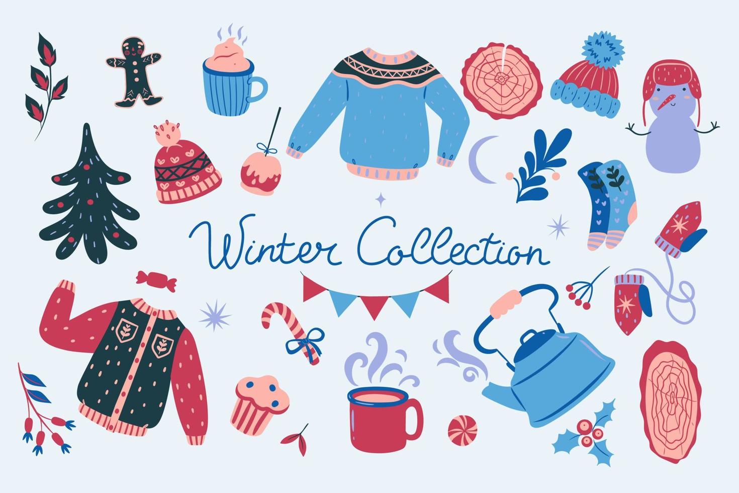 Winter  vector collection of design elements.  Vector graphics.
