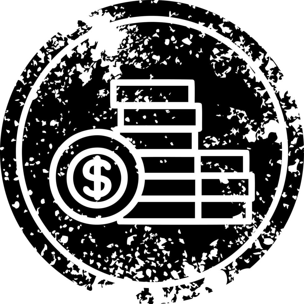 stacked money distressed icon vector