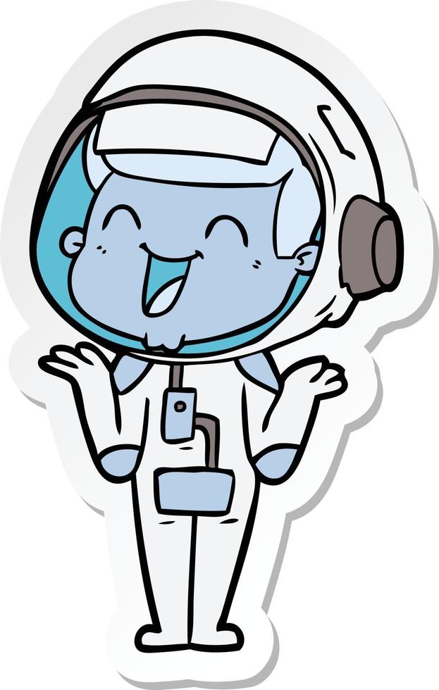 pegatina de un astronauta de dibujos animados feliz vector