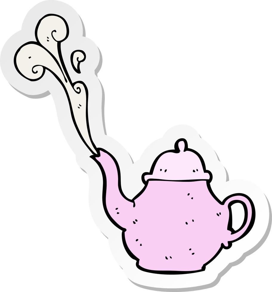 sticker of a cartoon teapot vector