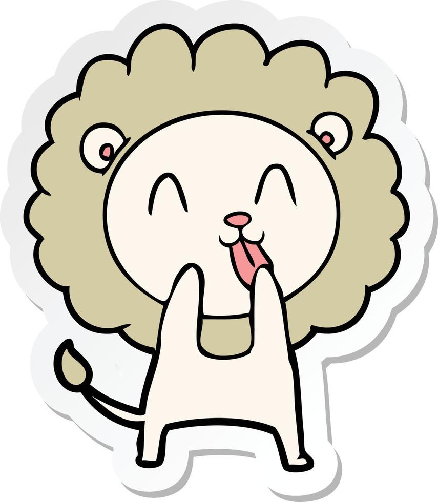 sticker of a happy cartoon lion vector
