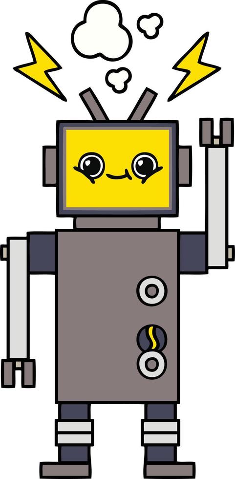 cute cartoon happy robot vector