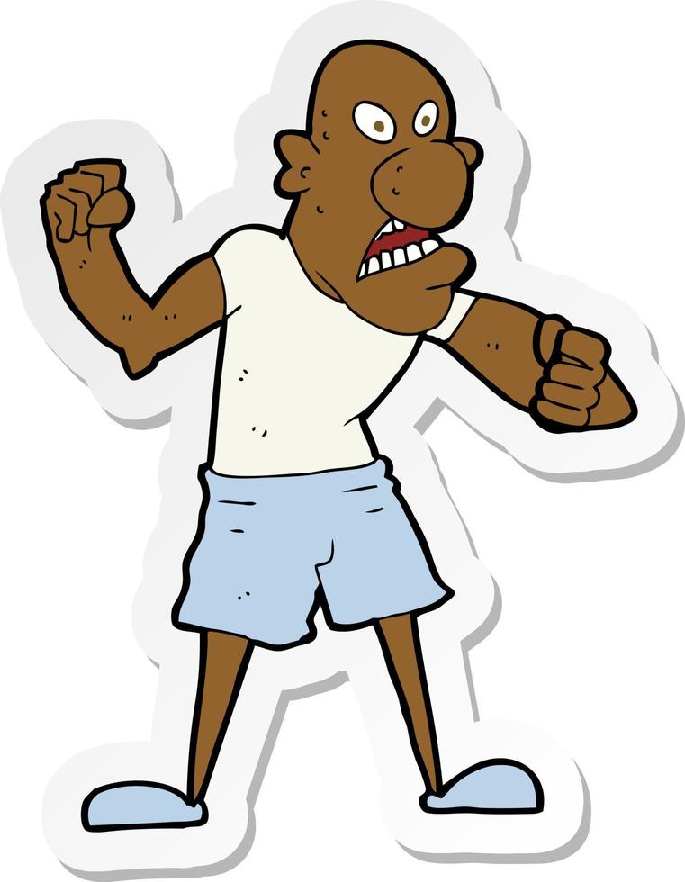 sticker of a cartoon violent man vector