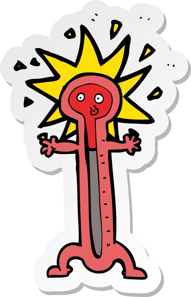 sticker of a cartoon thermometer vector