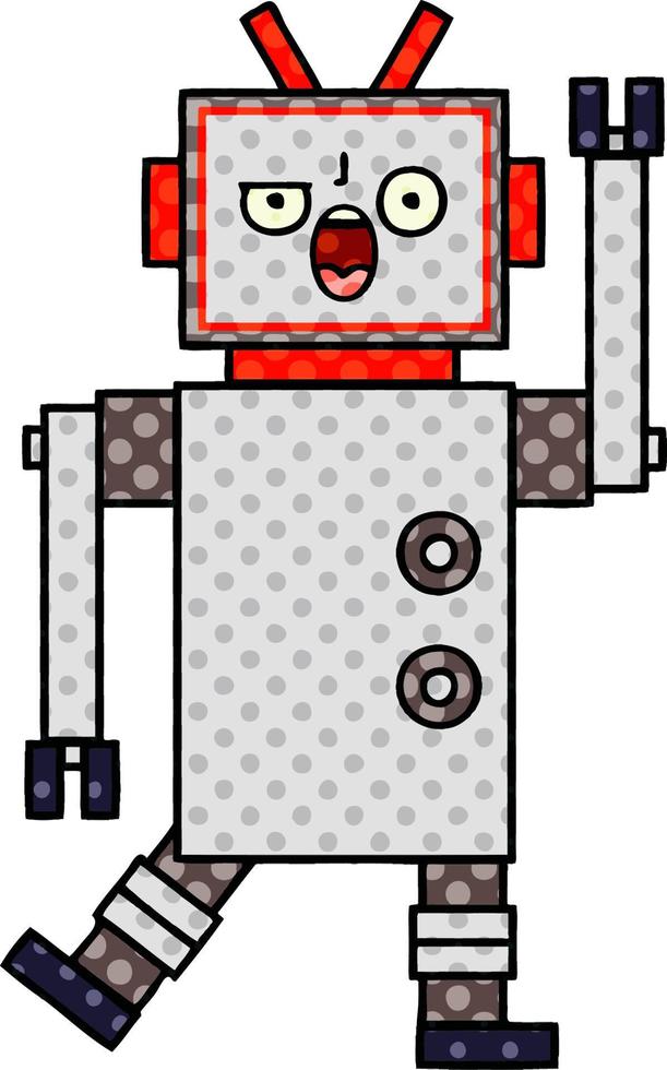 comic book style cartoon angry robot vector