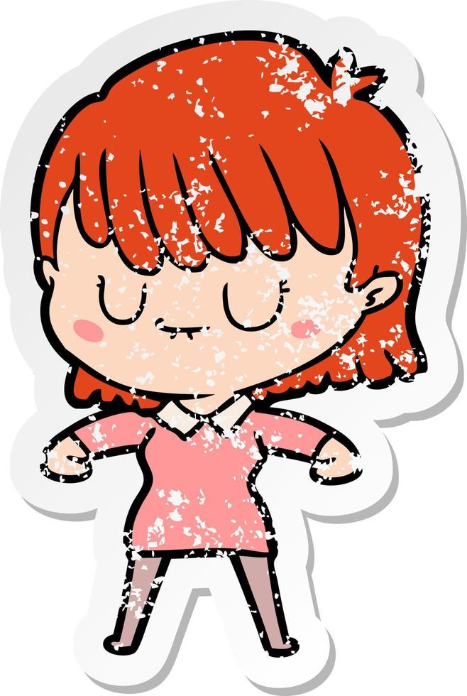 distressed sticker of a cartoon woman vector