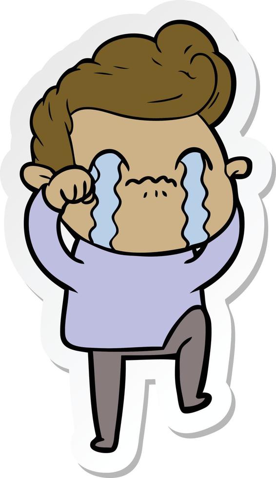 sticker of a cartoon man crying vector