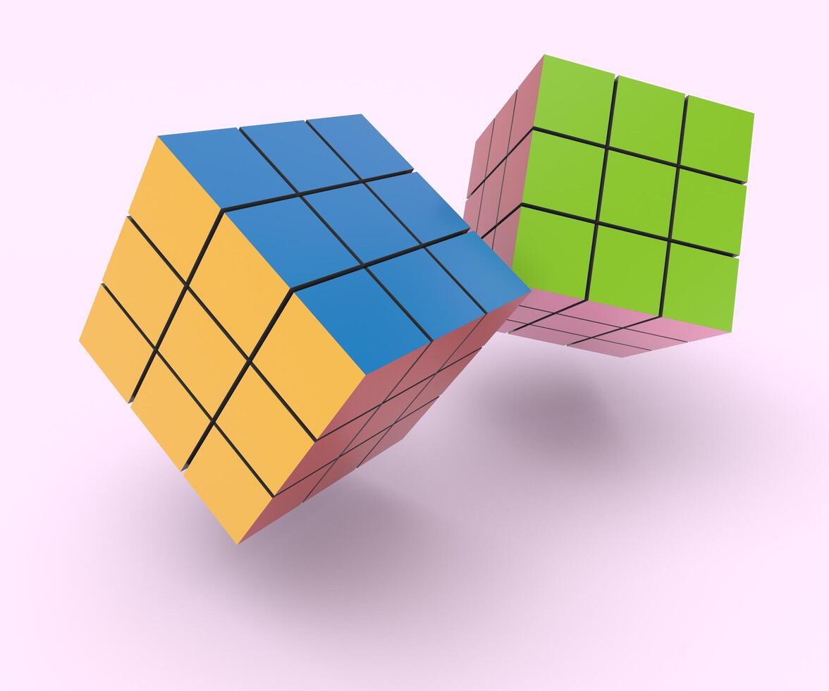 cube game icon, minimal 3d render illustration on pink background. photo