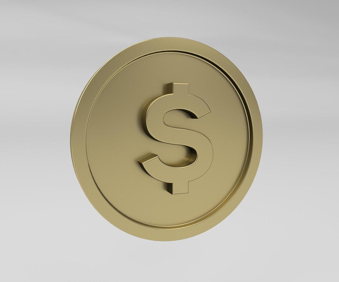 monedas de oro con ilustración 3d de signo de dólar, ilustración mínima de presentación 3d foto