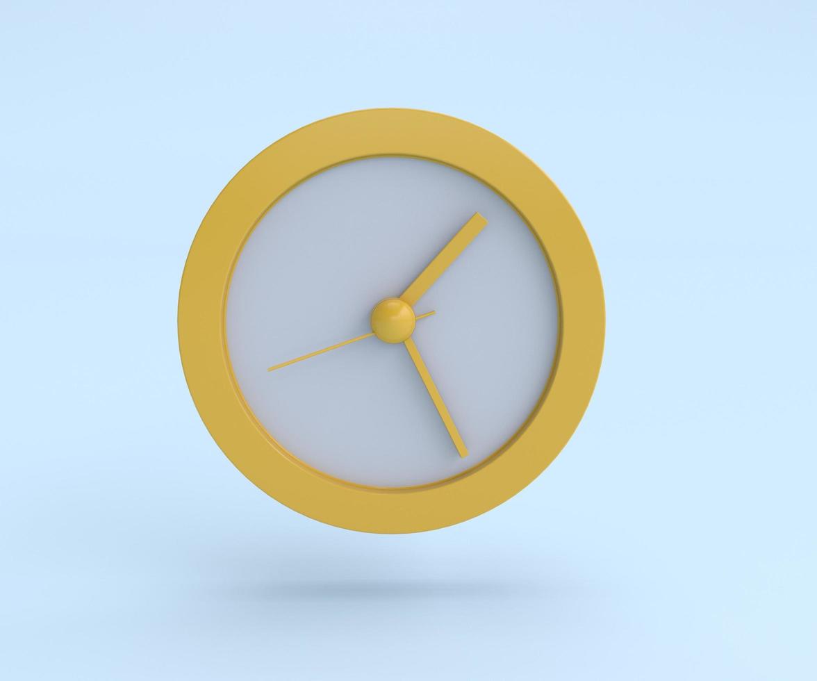 concept of time. analog Circle clock icon. minimal 3d render illustration on vibrant background. photo