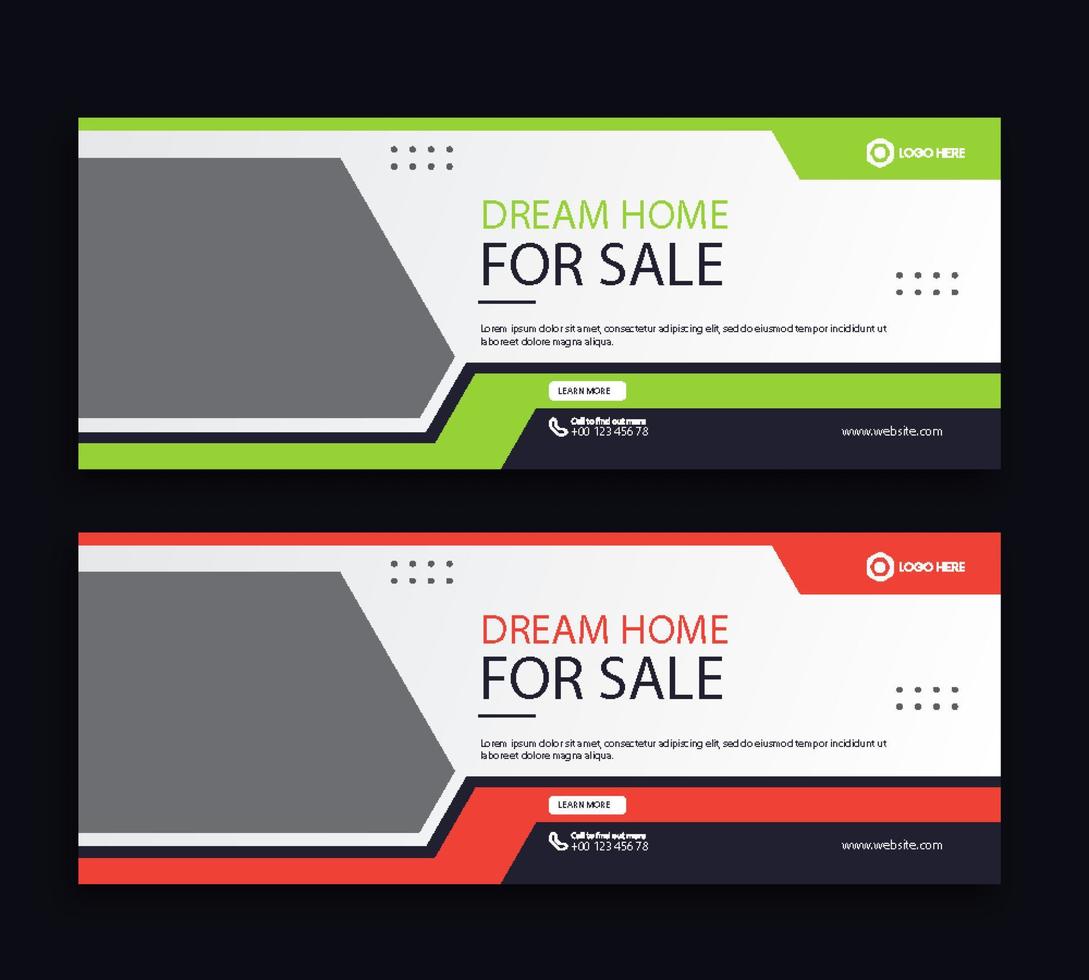 Modern home sale web cover and banner templateweb cover and banner template vector