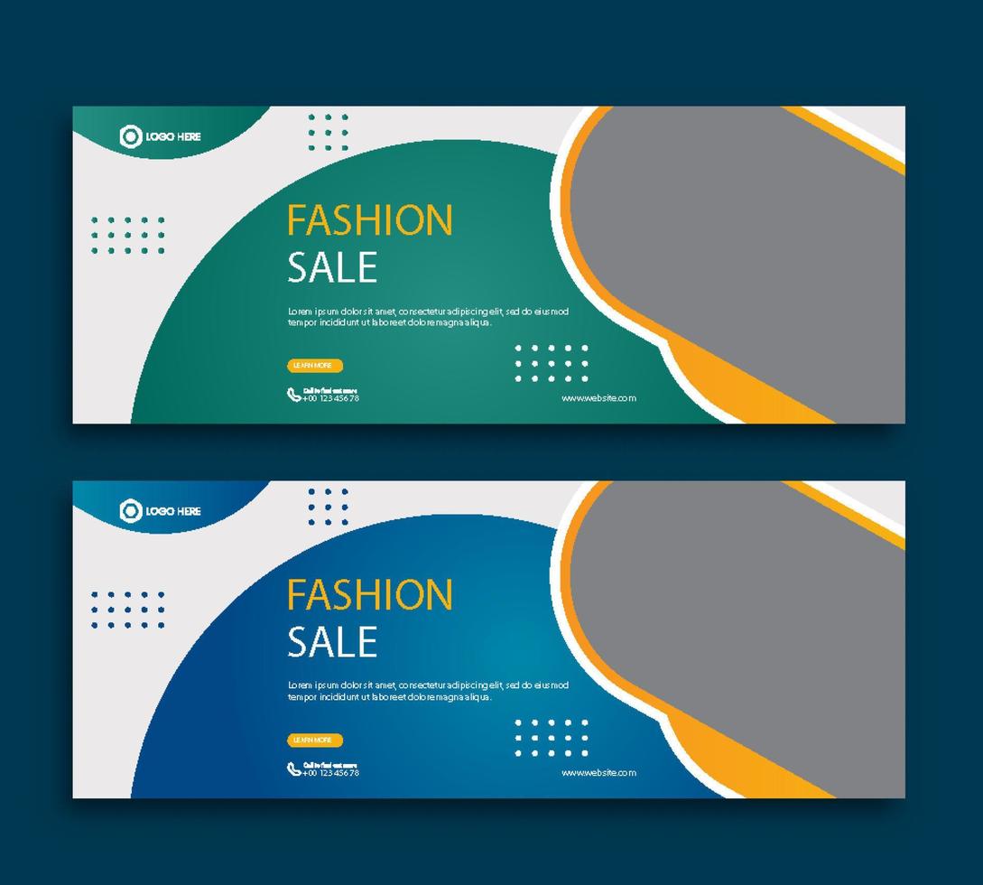 portada web de venta de moda y plantilla de banner vector