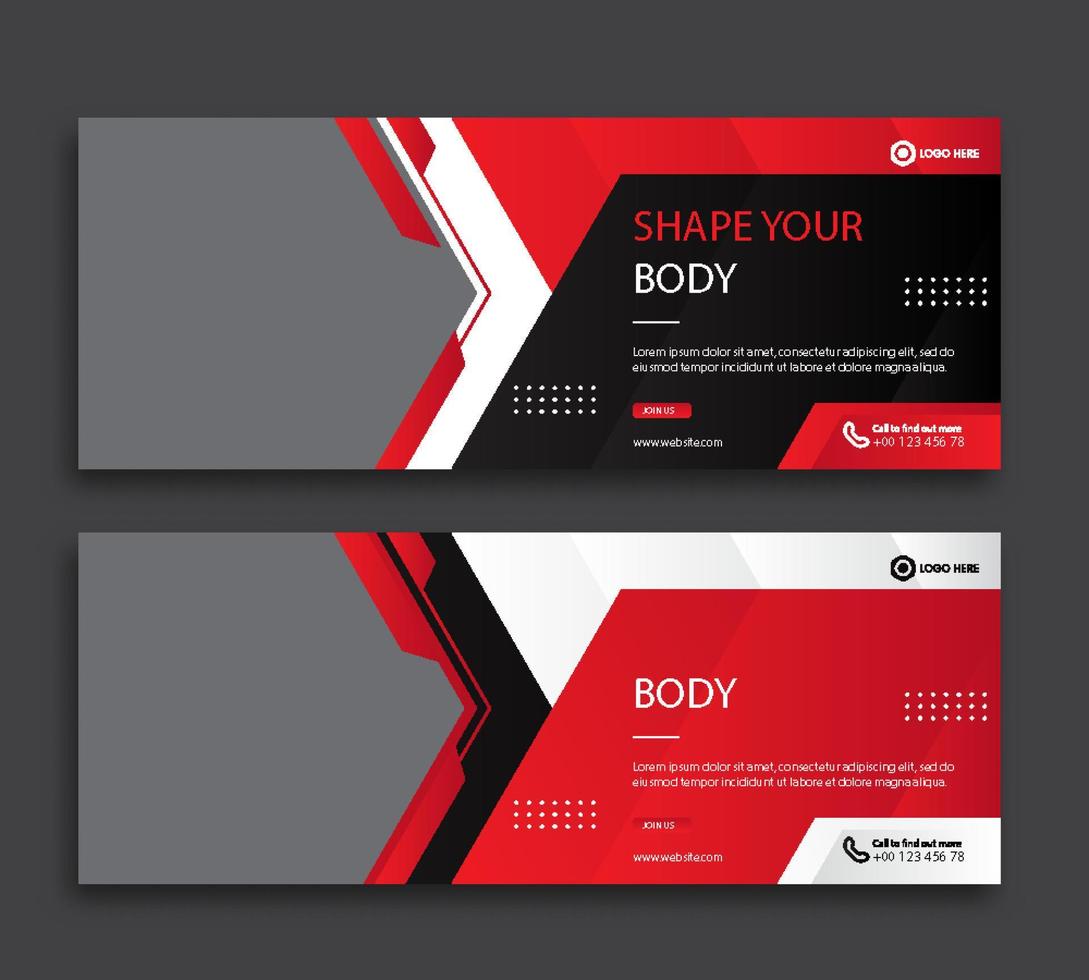 Fitness web cover and banner template vector