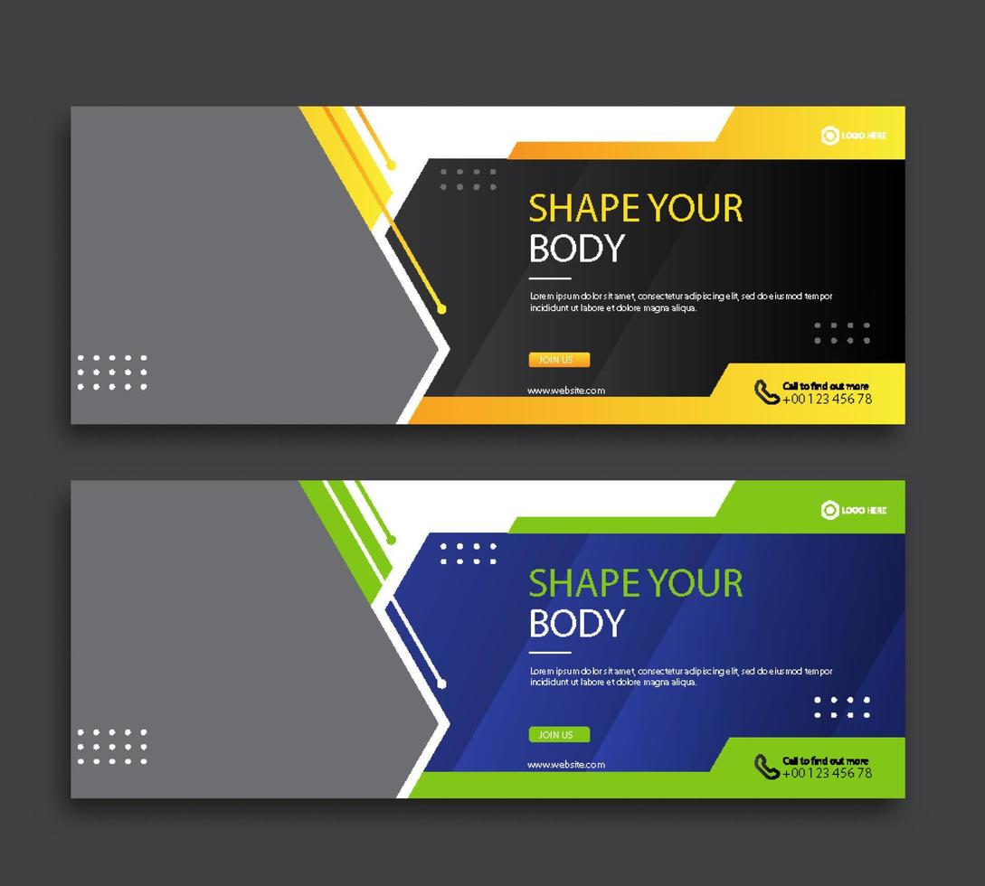 Fitness web cover and banner template vector