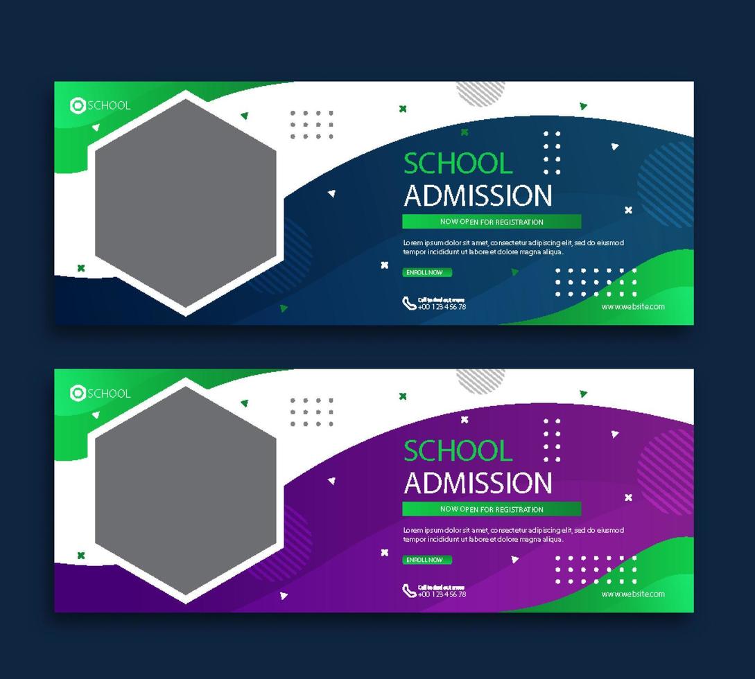 School admission web cover and banner template vector