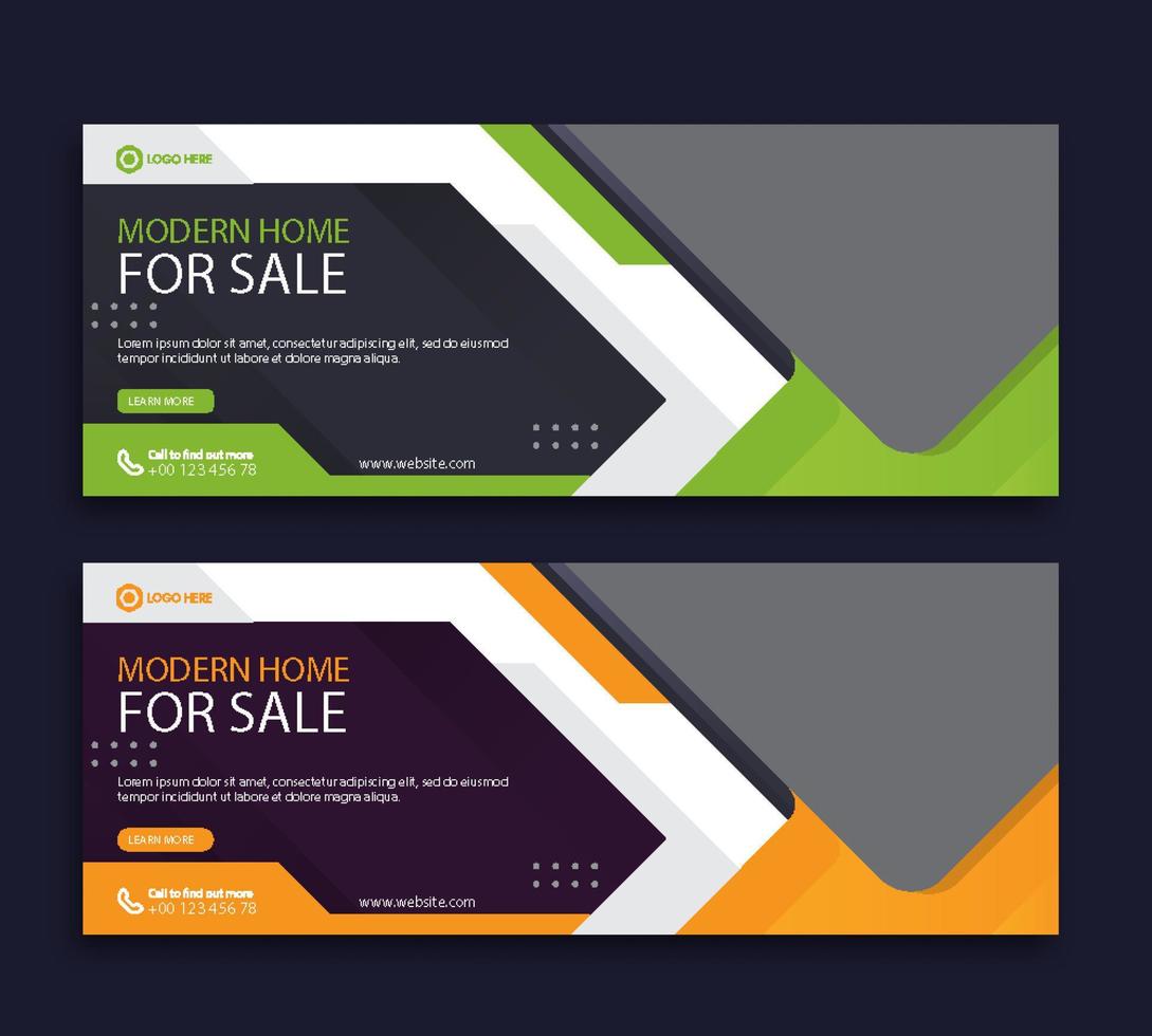 Modern home sale web cover and banner template vector