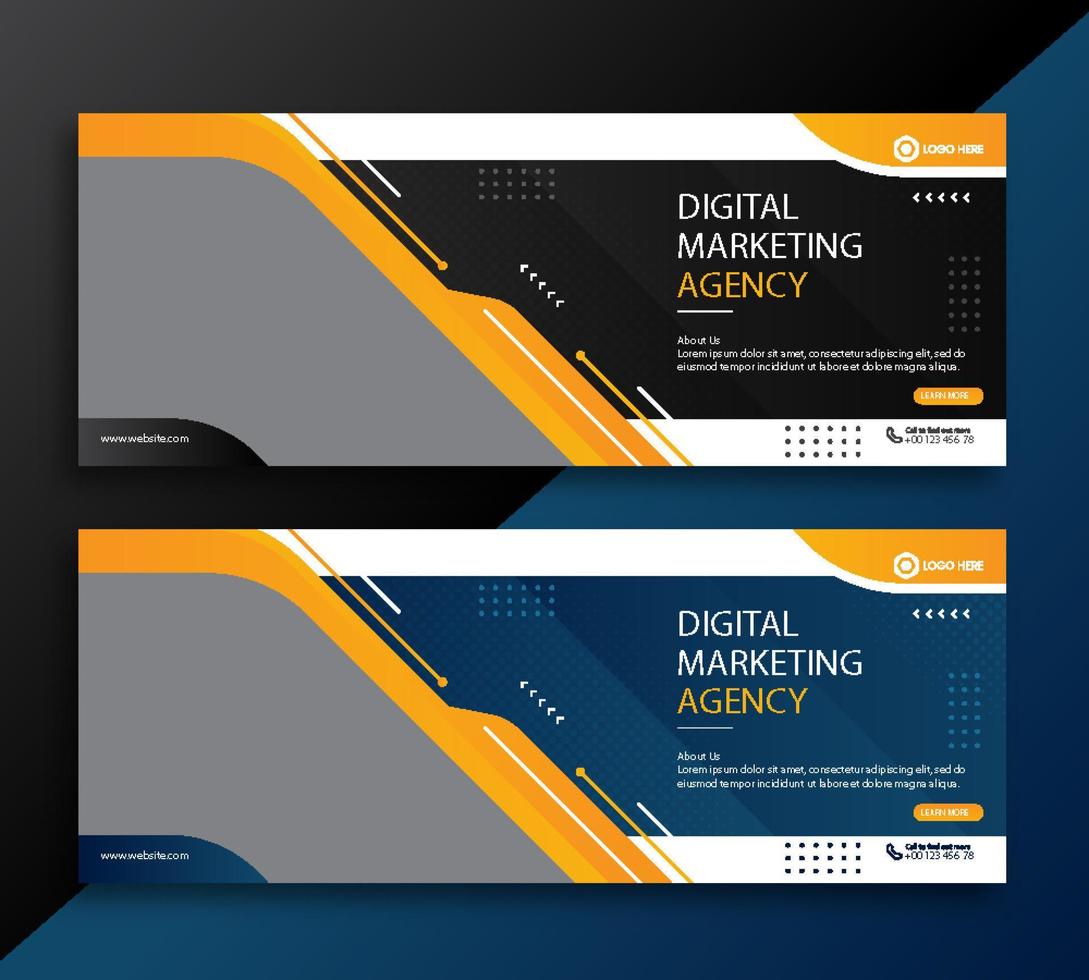 Digital marketing agency web cover and banner template vector