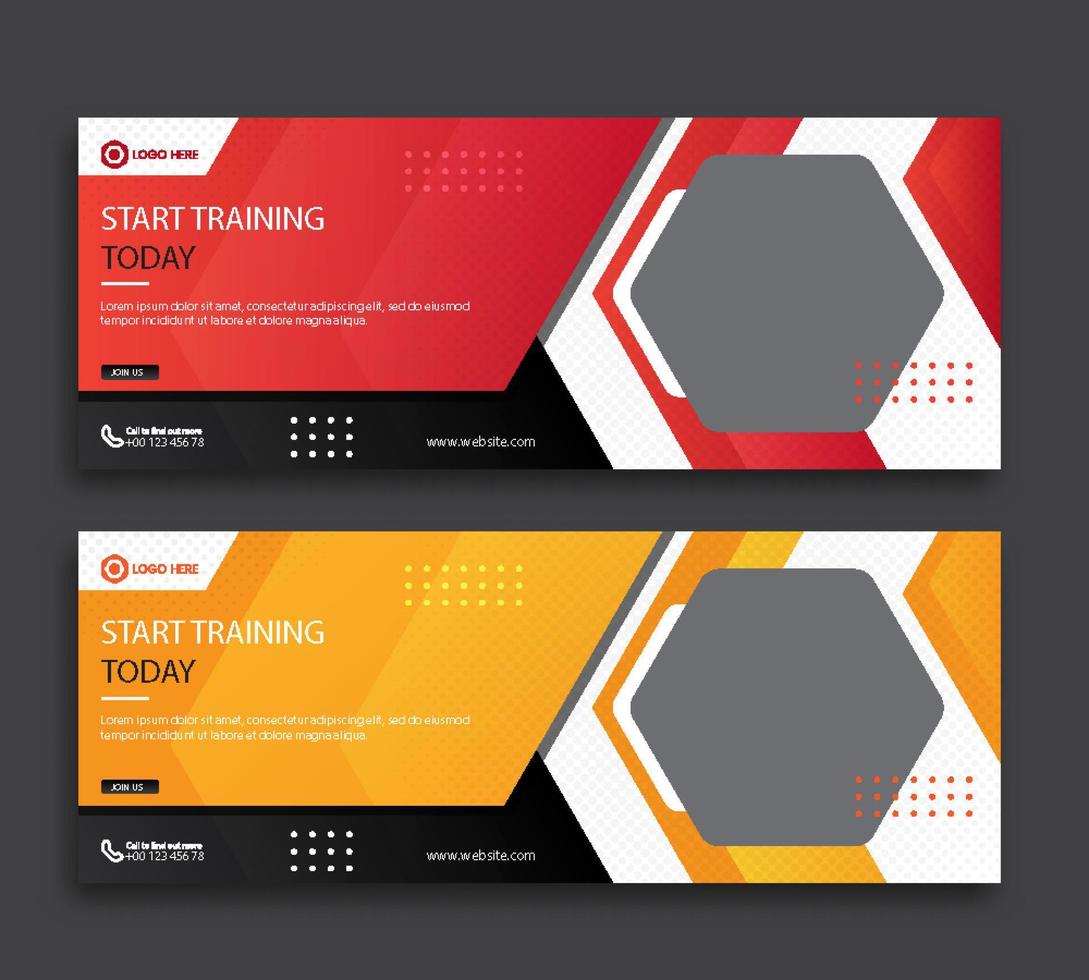 Fitness web cover and banner template vector
