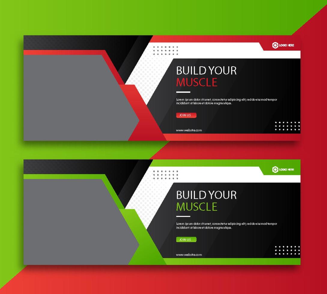 Fitness facebook web cover and banner template vector