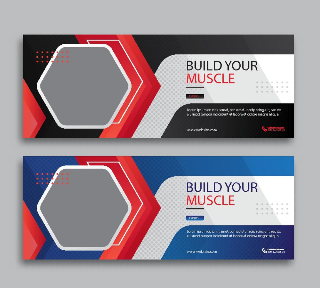 Fitness web cover and banner template vector