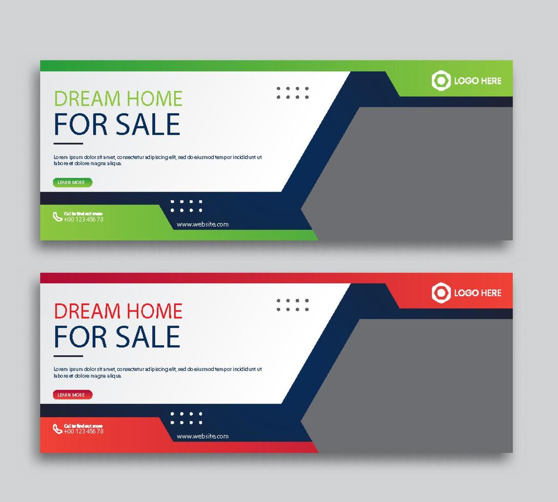 Modern home sale web cover and banner template vector