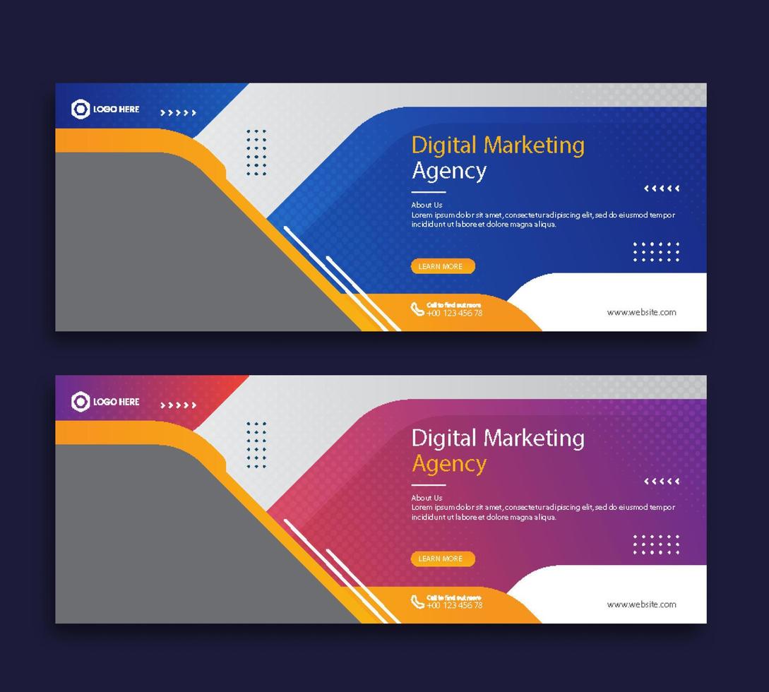 Digital marketing agency web cover and banner template vector