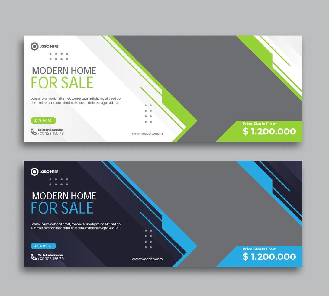 Modern home sale cover and web banner template vector