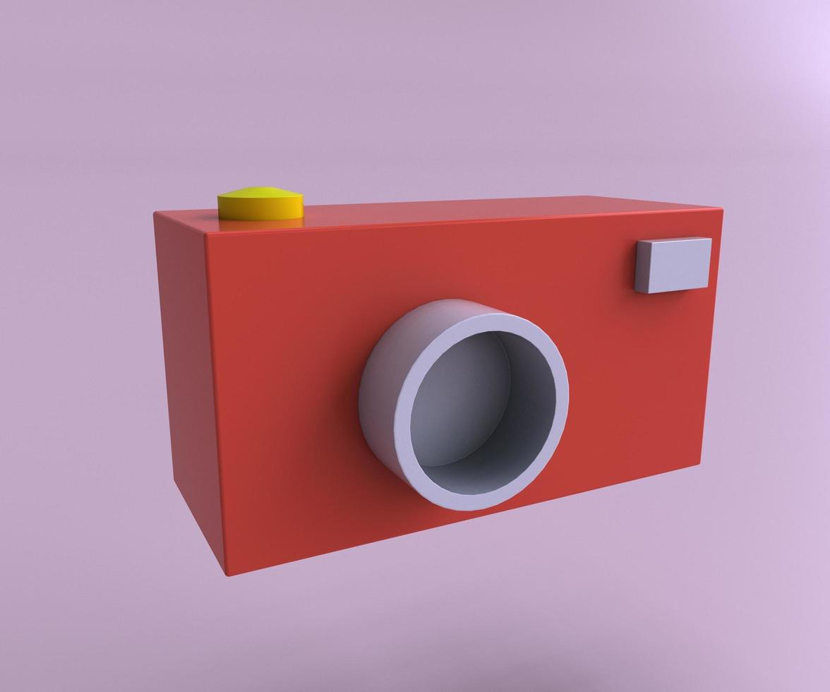 3D icon of Photo camera, the concept of a camera symbol, 3d rendering illustration on Purply Magenta background.