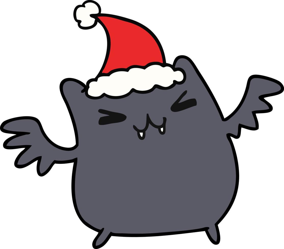 christmas cartoon of kawaii bat vector