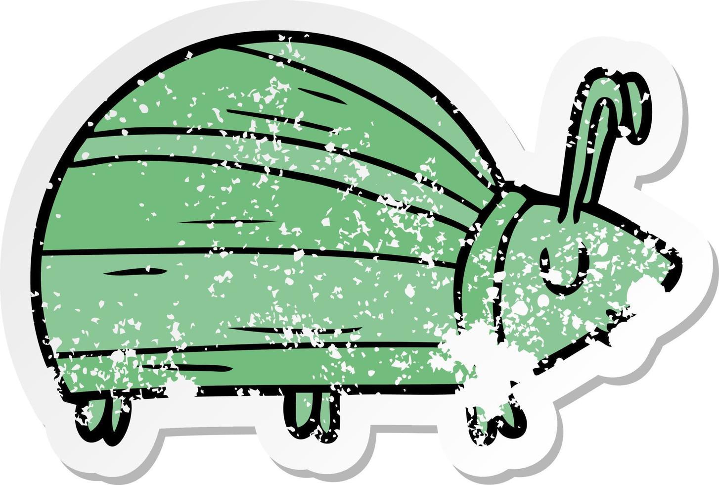 distressed sticker of a funny cartoon bug vector