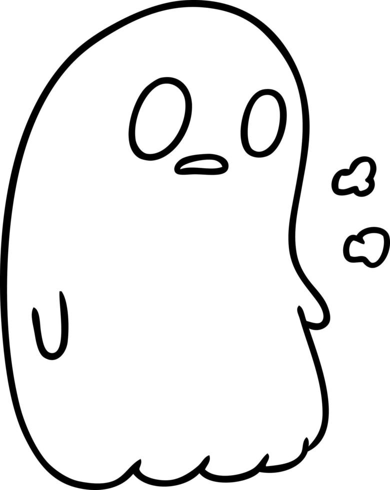 line drawing of a kawaii cute ghost vector
