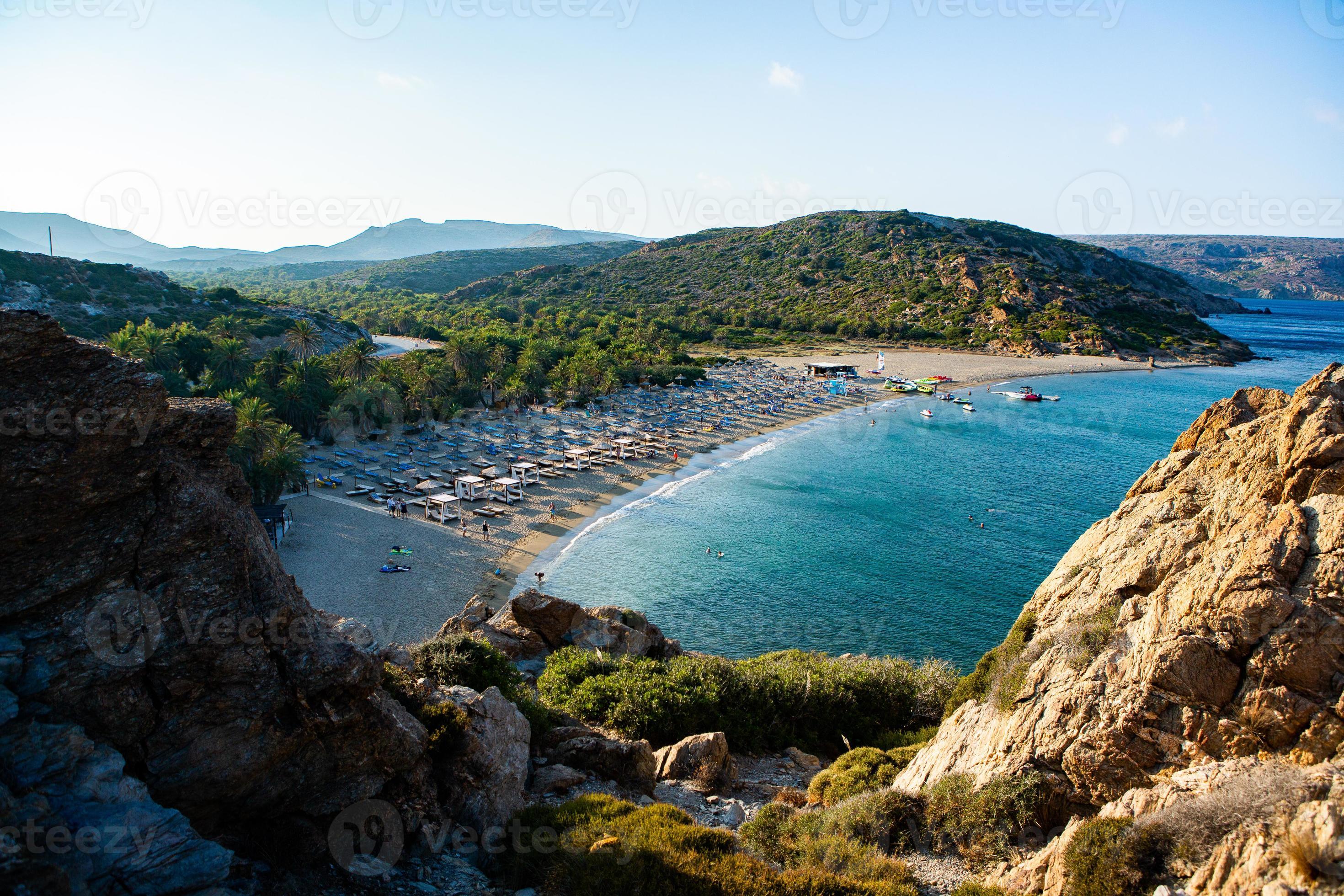 A beautiful landscape with a beach with white sand and crystal clear